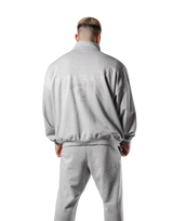 Stand Collar Zip-Up Oversize Sweat Jacket - Grey