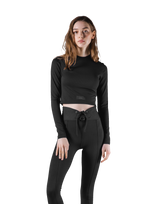 Ribbed Long Sleeve T-Shirt - Black