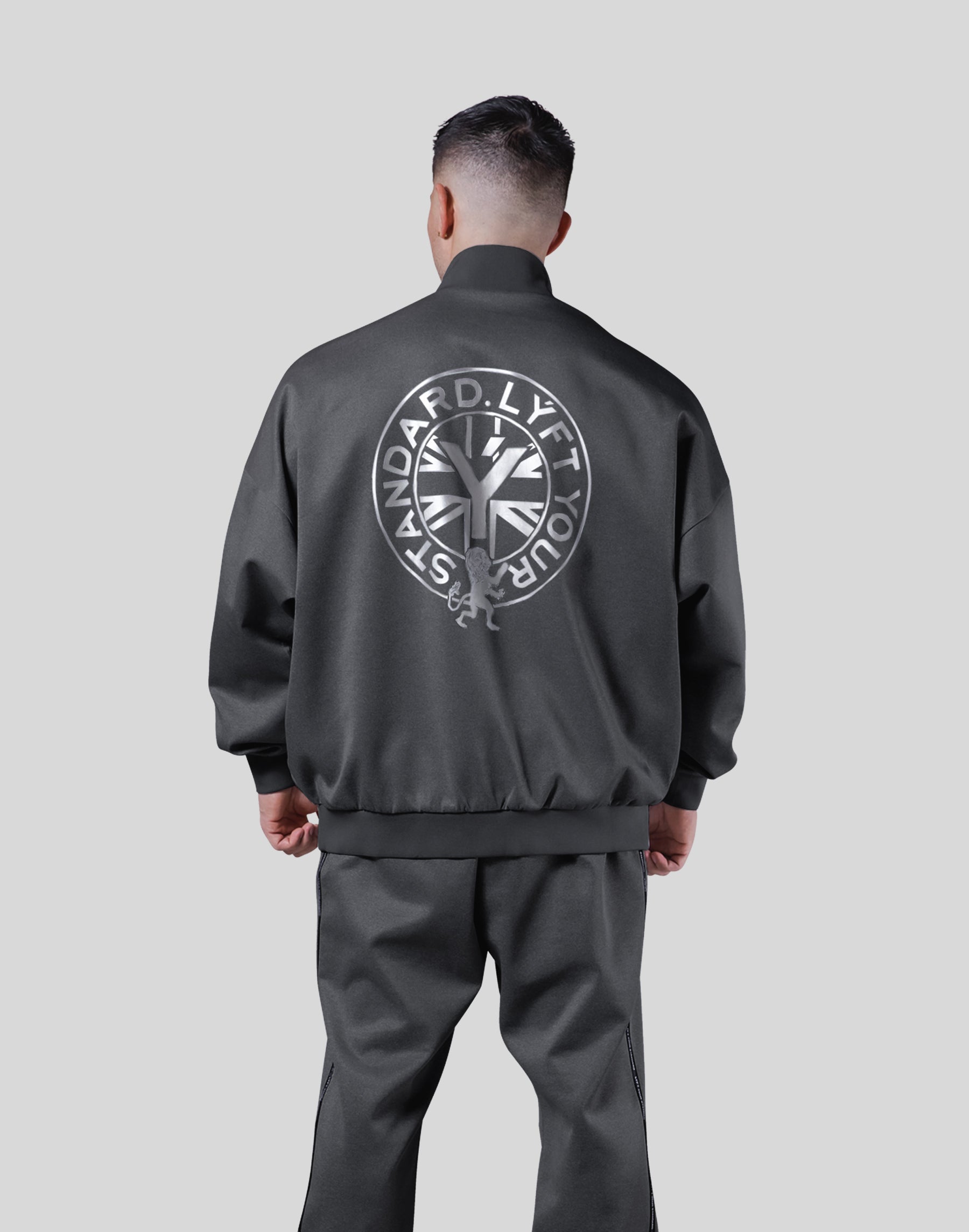 Back Emblem Oversize Track Jacket - D.Grey