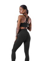 Woven Label Double Cross Strap Bratop - Black