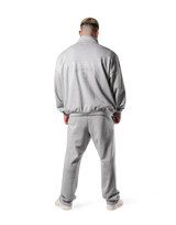 Stand Collar Zip-Up Oversize Sweat Jacket - Grey