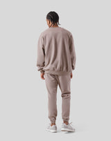 One Point Oversize Crew Neck Sweat - Beige