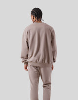 One Point Oversize Crew Neck Sweat - Beige
