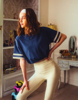 Bicolor Drawcord T-Shirt - Navy