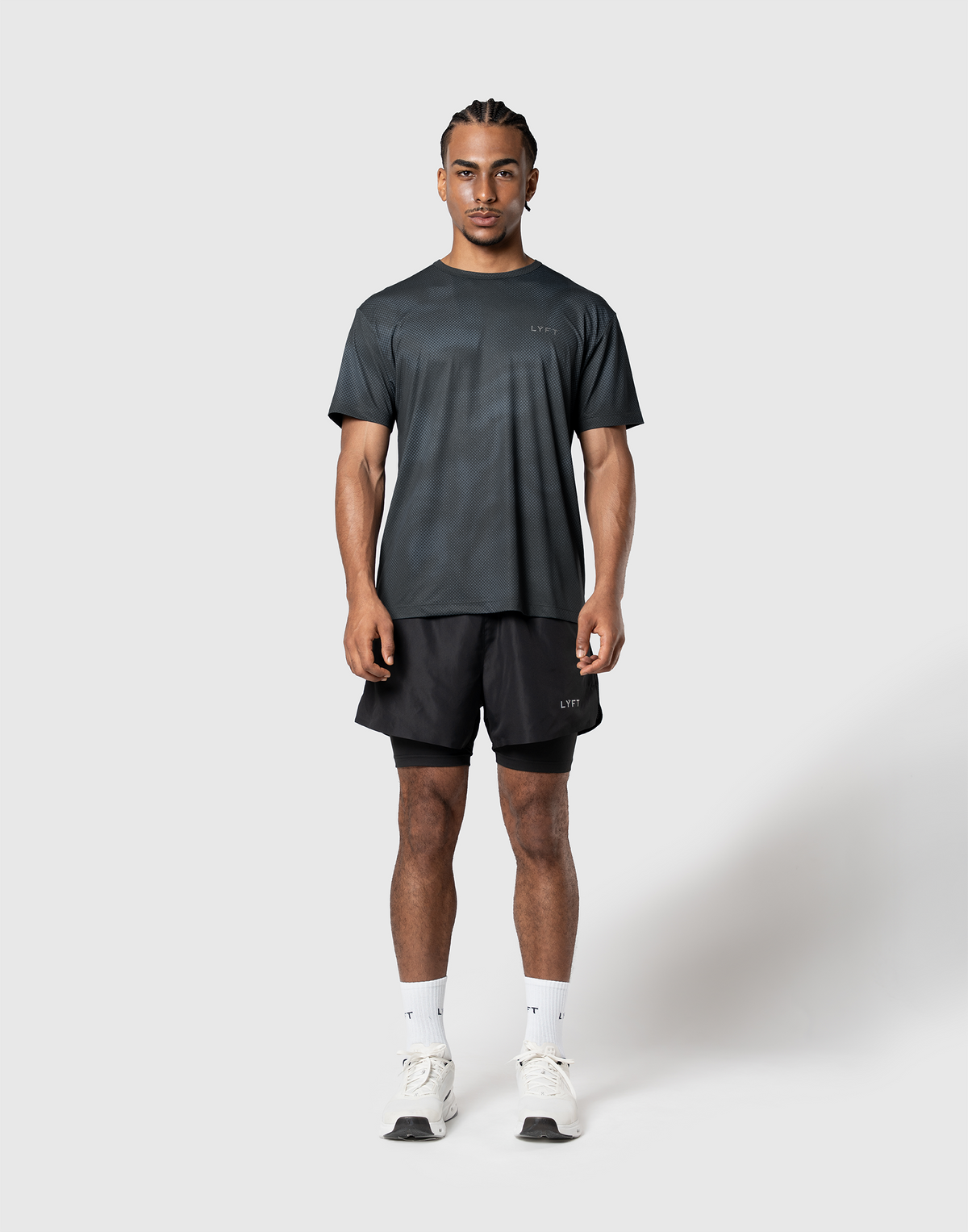 LÝFT Allover Print Standard Stretch T-Shirt - Black