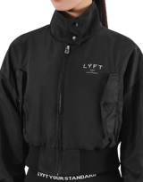 Cropped Light Bomber Jacket - Black