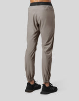 Logo Rib Stretch Slim Straight Pants - Beige