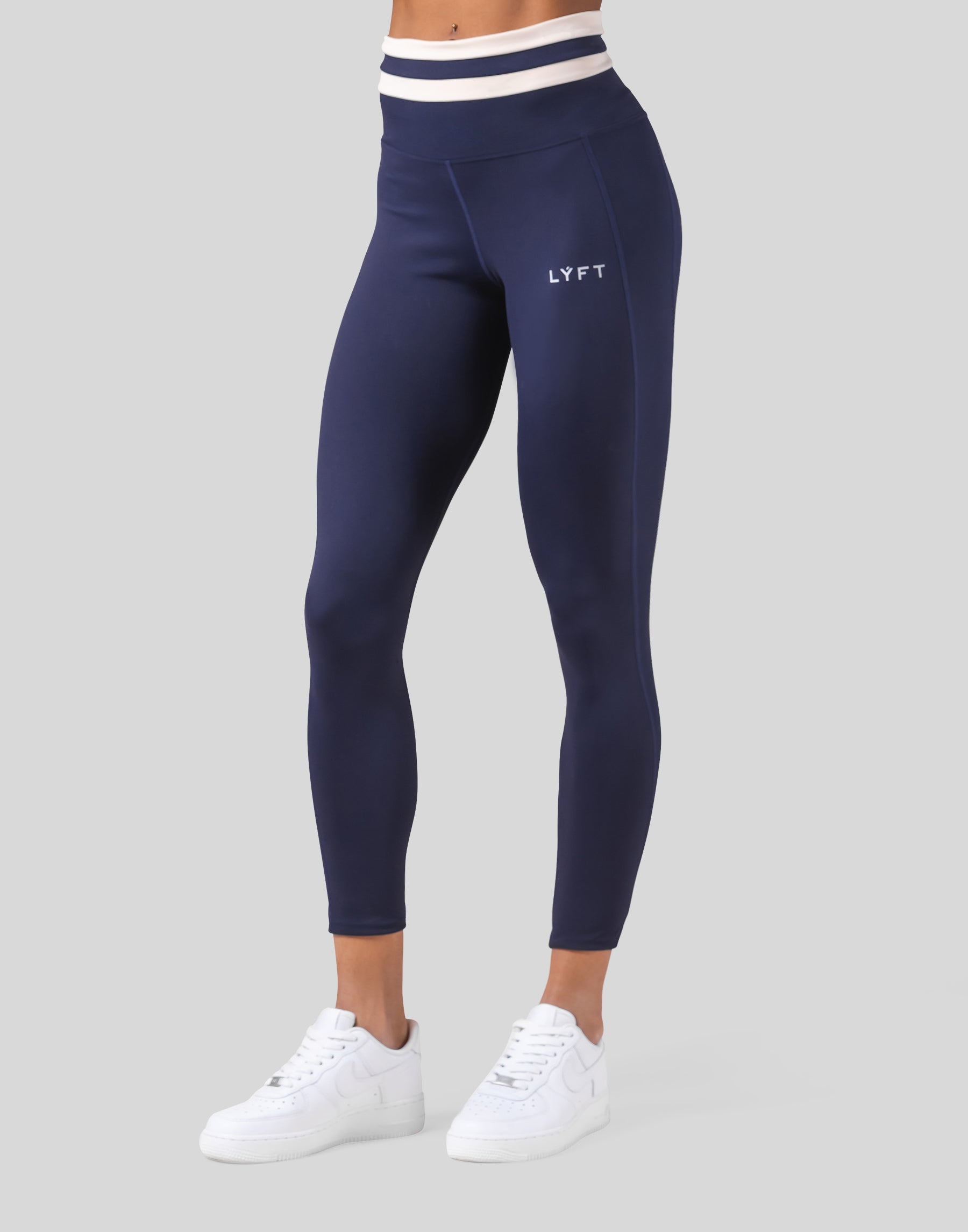 Stripe High Rise Leggings - Navy – LÝFT