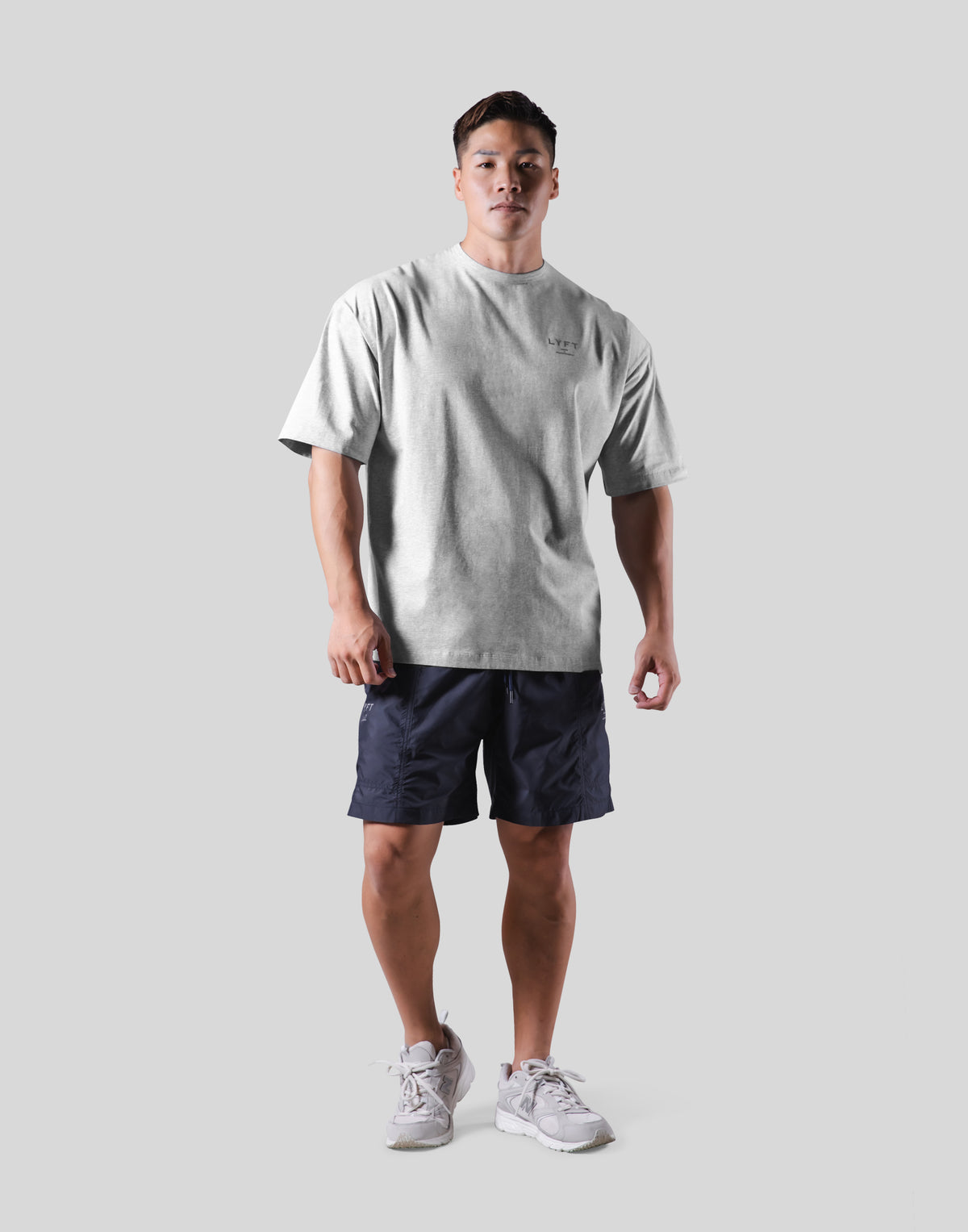 One Point Logo Stretch Big T-Shirt - Grey