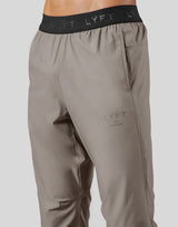 Logo Rib Stretch Slim Straight Pants - Beige