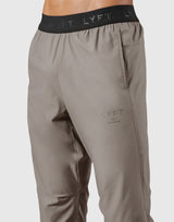 Logo Rib Stretch Slim Straight Pants - Beige