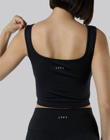 Square Neck Sports Bratop - Black