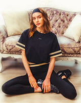 Bicolor Drawcord T-Shirt - Black