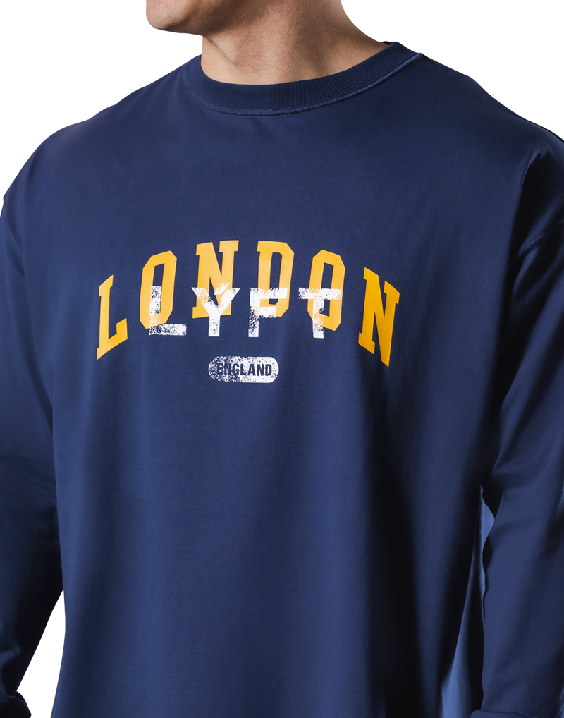 Vintage London Logo Long T-Shirt - Navy