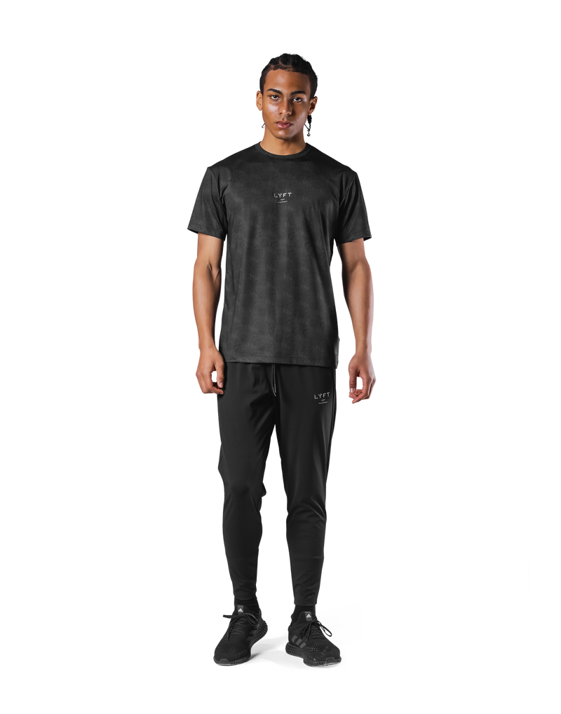 Multi Pattern Stretch T-Shirt - Black