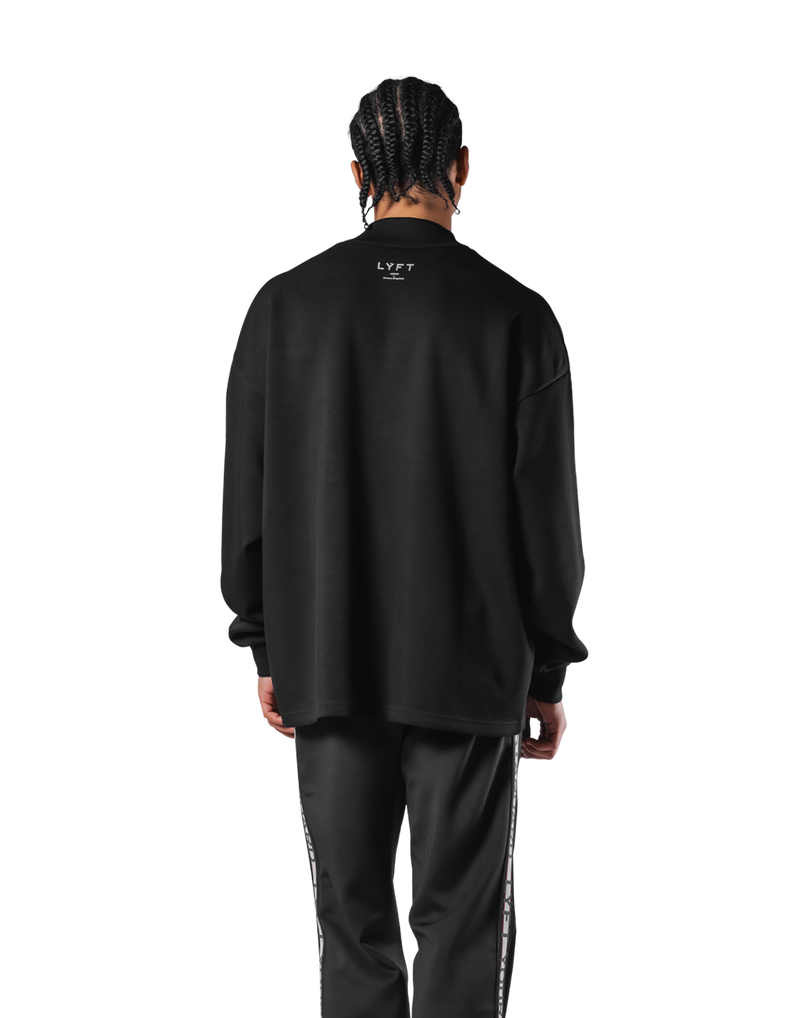 Oversize Mock Neck Pullover - Black