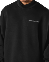 Oversize Mock Neck Pullover - Black