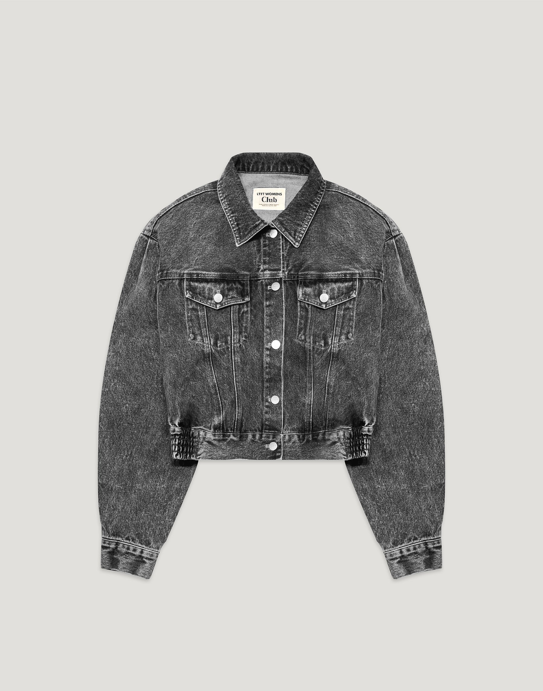 Back Gather Denim Jacket - Grey – LÝFT Back Gather Denim Jacket - Grey – LÝFT