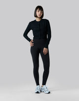 Stretch Crewneck Cardigan - Black