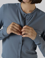 Stretch Crewneck Cardigan - Grey