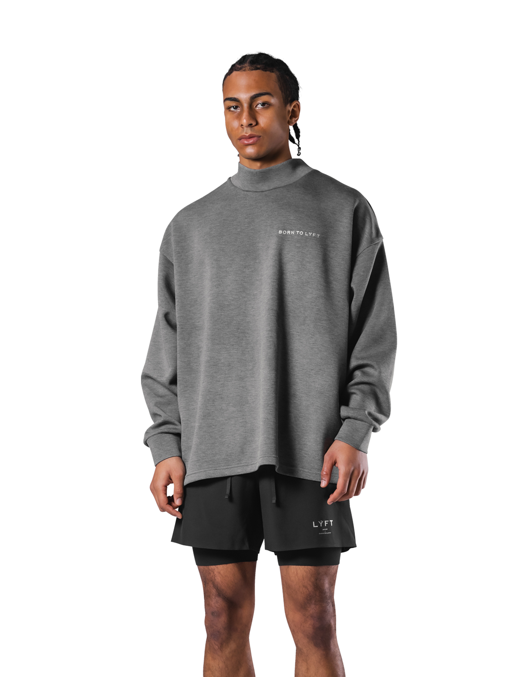Oversize Mock Neck Pullover - D.Grey – LÝFT