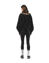 Raglan Sleeve Polo Sweatshirt - Black