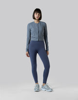 Stretch Crewneck Cardigan - Grey