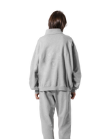 Stand Collar Zip-Up Oversize Sweat Jacket - Grey