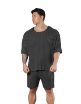 Oversize Knit T-Shirt - D.Grey