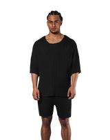 Oversize Knit T-Shirt - Black