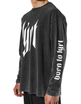 Born To LÝFT Vintage Graphic Big Long T-Shirt - Black