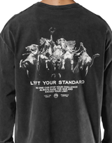 Born To LÝFT Vintage Graphic Big Long T-Shirt - Black