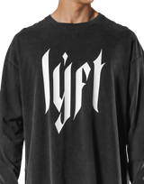 Born To LÝFT Vintage Graphic Big Long T-Shirt - Black