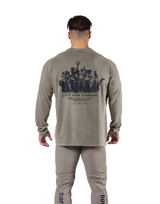 Born To LÝFT Vintage Graphic Big Long T-Shirt - Khaki