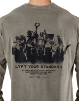 Born To LÝFT Vintage Graphic Big Long T-Shirt - Khaki