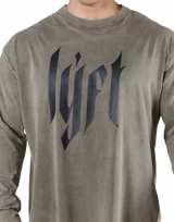 Born To LÝFT Vintage Graphic Big Long T-Shirt - Khaki