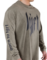 Born To LÝFT Vintage Graphic Big Long T-Shirt - Khaki