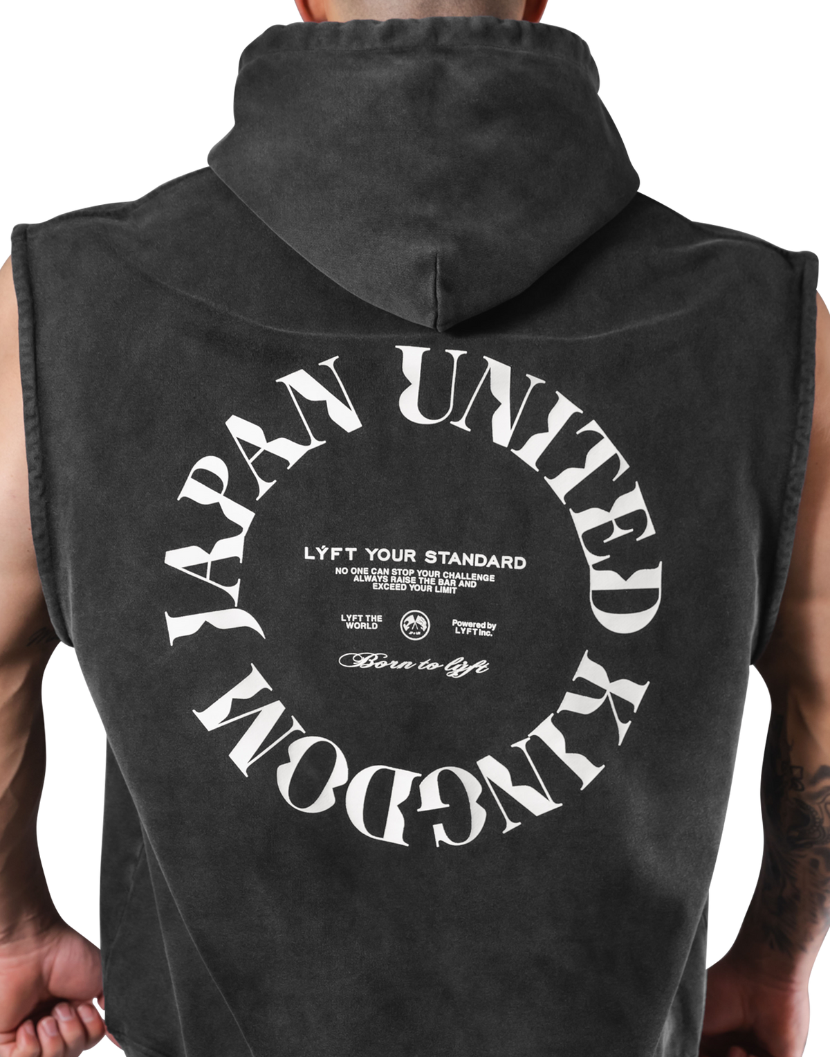 JP × UK Ring Vintage Armhole Hoodie - Black