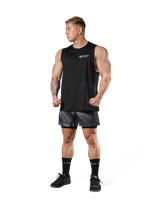 Stretch Waffle Nylon Loose Fit Tanktop - Black