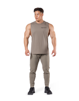 Stretch Waffle Nylon Loose Fit Tanktop - Beige