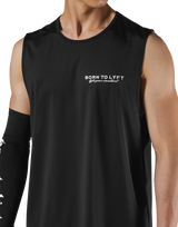 Stretch Waffle Nylon Loose Fit Tanktop - Black