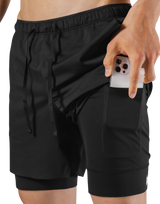 Born To LÝFT Stretch Layered Shorts - Black