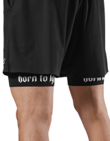 Born To LÝFT Stretch Layered Shorts - Black