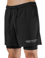 Born To LÝFT Stretch Layered Shorts - Black