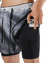 Born To LÝFT Stretch Layered Shorts - Grey