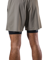 Born To LÝFT Stretch Layered Shorts - Beige