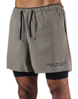 Born To LÝFT Stretch Layered Shorts - Beige