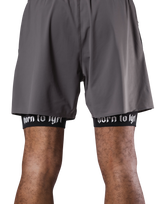 Born To LÝFT Stretch Layered Shorts - D.Grey