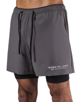Born To LÝFT Stretch Layered Shorts - D.Grey