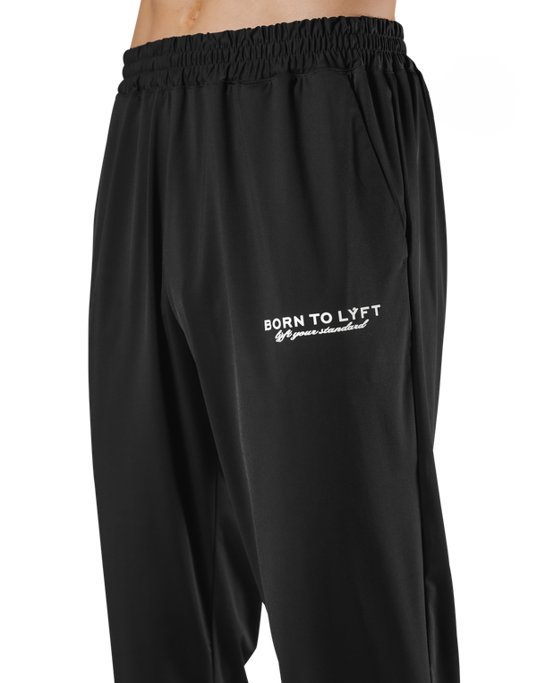 Calf Logo Stretch Slim Straight Pants - Black